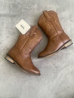 Rollda Boys Girls Toddler Cowboy Boots Size 10T Brown Western Square Toe NWT